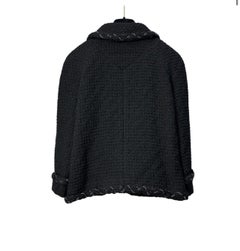 Chanel 07A Vintage Black Tweed Chain Trim Jacket Sz.42