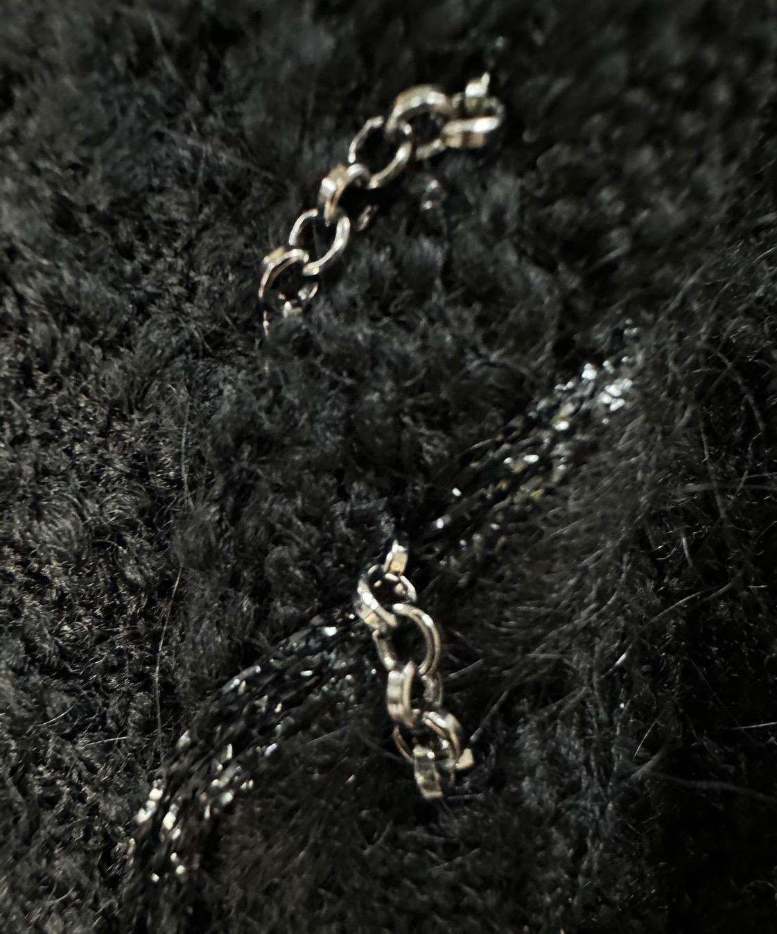Chanel 07A Chaqueta vintage de tweed negro con adornos de cadenas Sz.42 Negro en venta