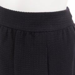 CHANEL 07C black cotton tweed ruched waist silk lined mini skirt FR36 S