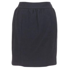 CHANEL 07C black cotton tweed ruched waist silk lined mini skirt FR36 S
