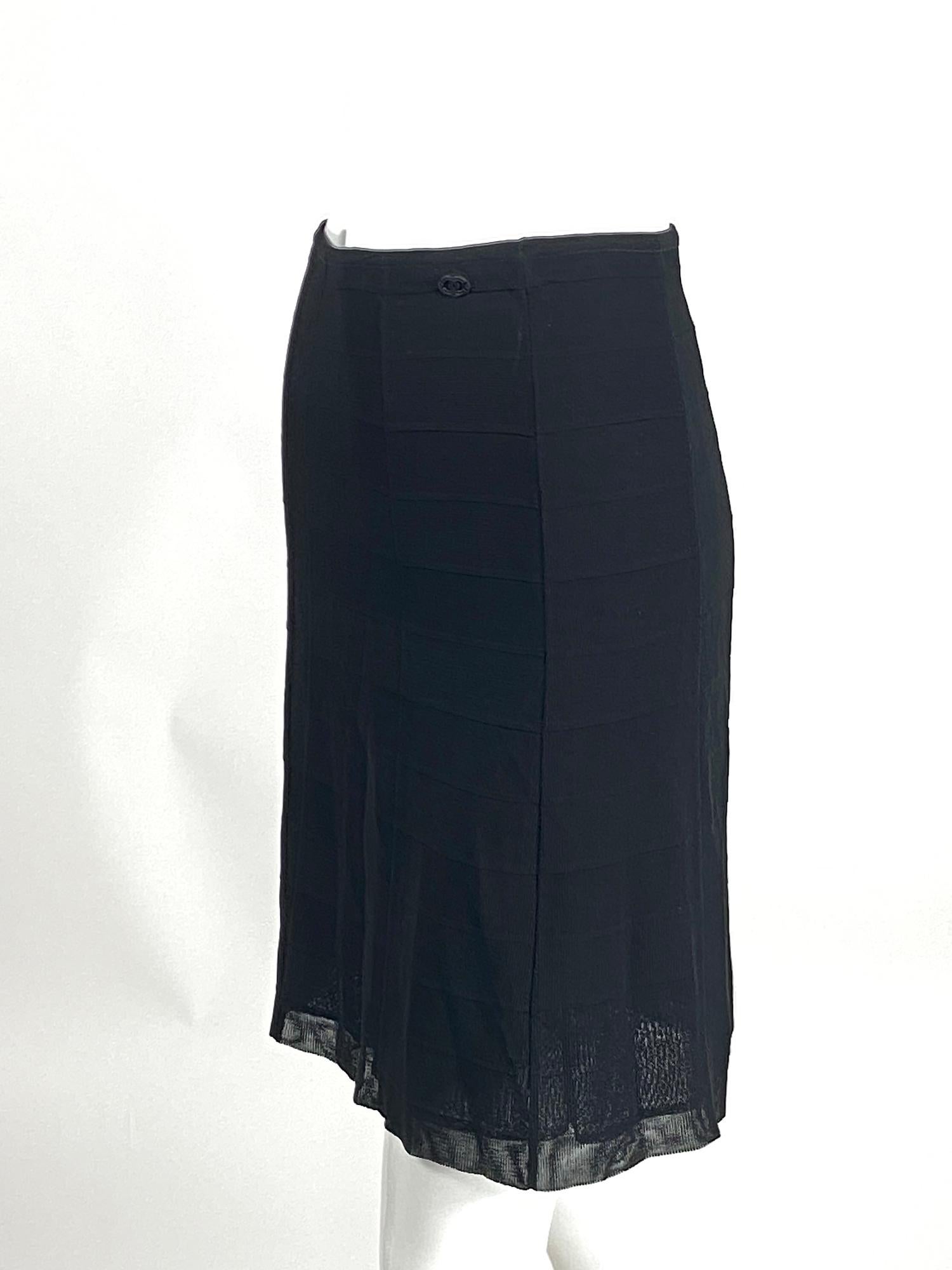 Chanel 07C Black Gored Rib Knit Skirt  2