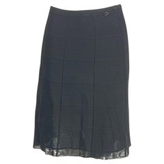 Chanel 07C Black Gored Rib Knit Skirt 