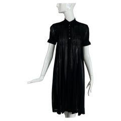 Chanel 07C Look 32 Black Knit Short Sleeve Baby Doll Coat 