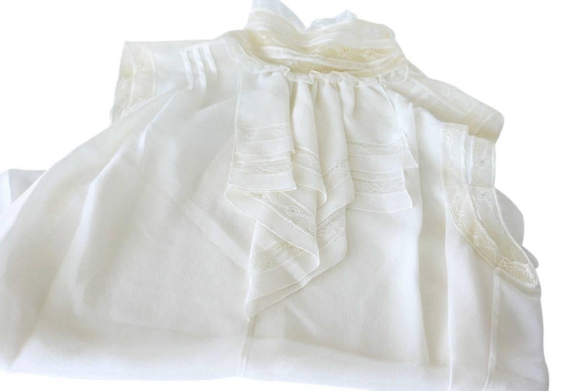 Chanel 07C Top Exquisite Silk Blouse Lace Insets 42 / 8  2