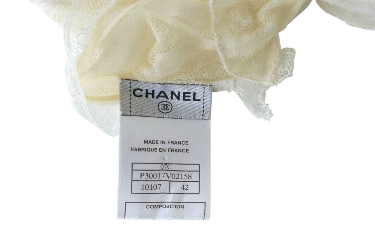 Chanel 07C Top Exquisite Silk Blouse Lace Insets 42 / 8  4