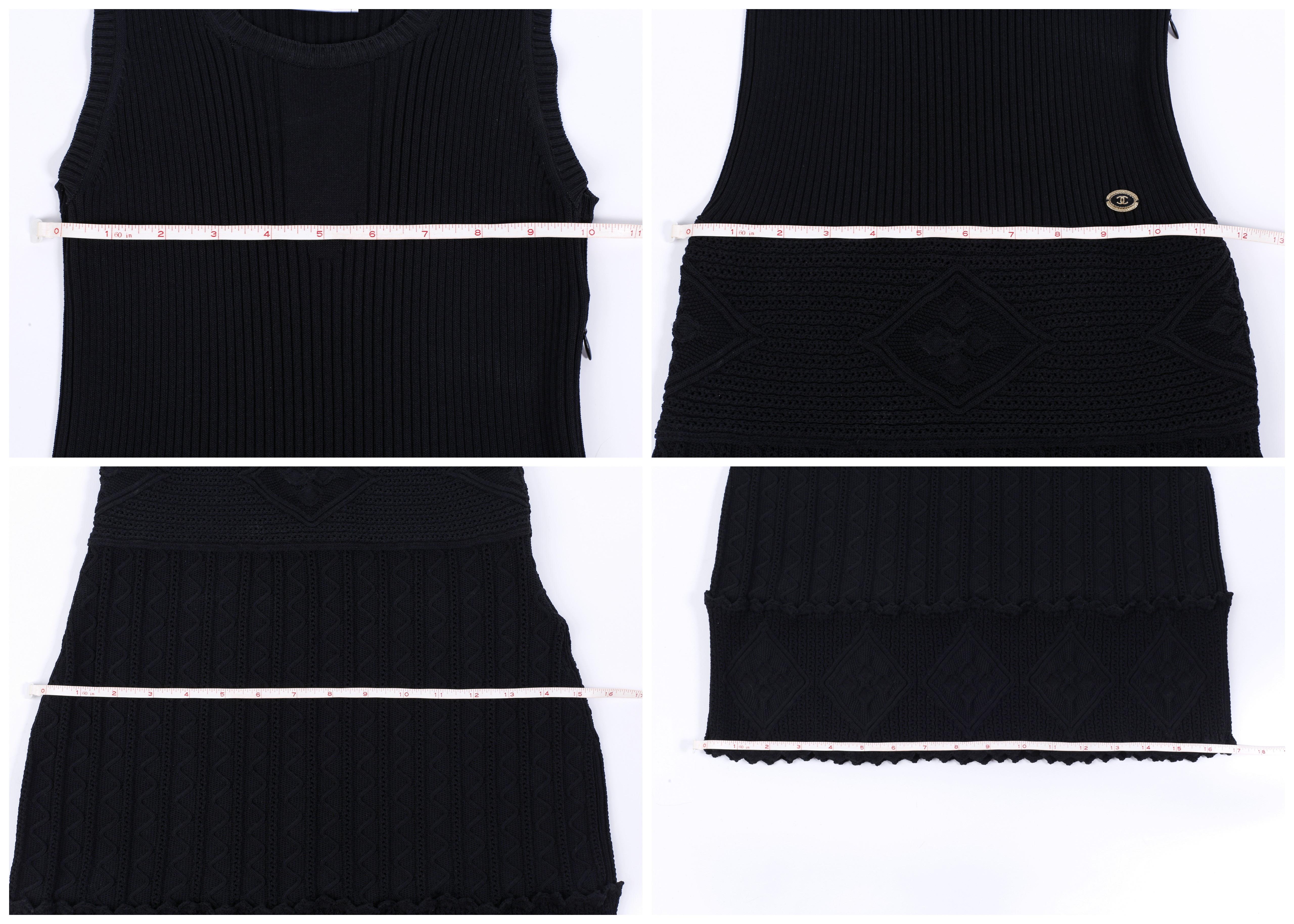 CHANEL 07P - Robe droite sans manches classique en maille extensible noire et crochet, taille 38 en vente 6