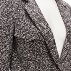 CHANEL 07P CC logo button grey tweed 4 pockets military blazer FR38 M