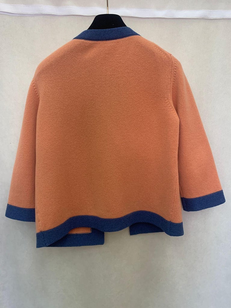 Chanel 07P Denim-switched Silk and Cashmere-blend Knit Top P30378 Navy x Gray 36 [Used] [Authentic Guaranteed] main image 0