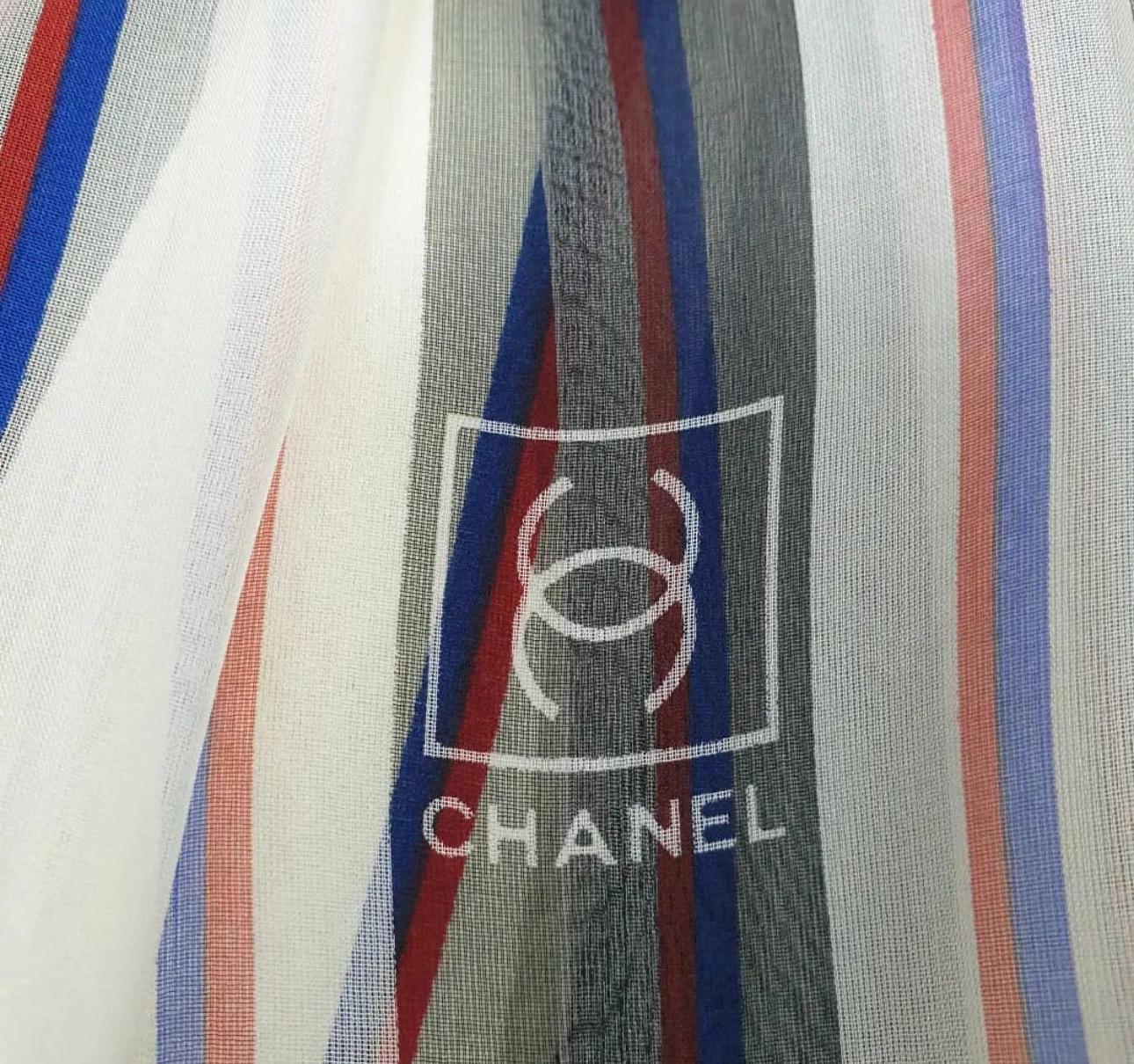 CHANEL 07P Tunic Dress Cami Dress Coco Mark Striped Silk  In Good Condition For Sale In Krakow, PL