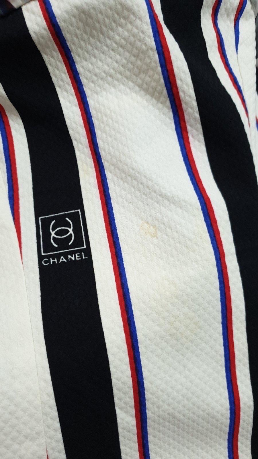 CHANEL 07P Tunic Dress Cami Dress Coco Mark Striped Silk  For Sale 1
