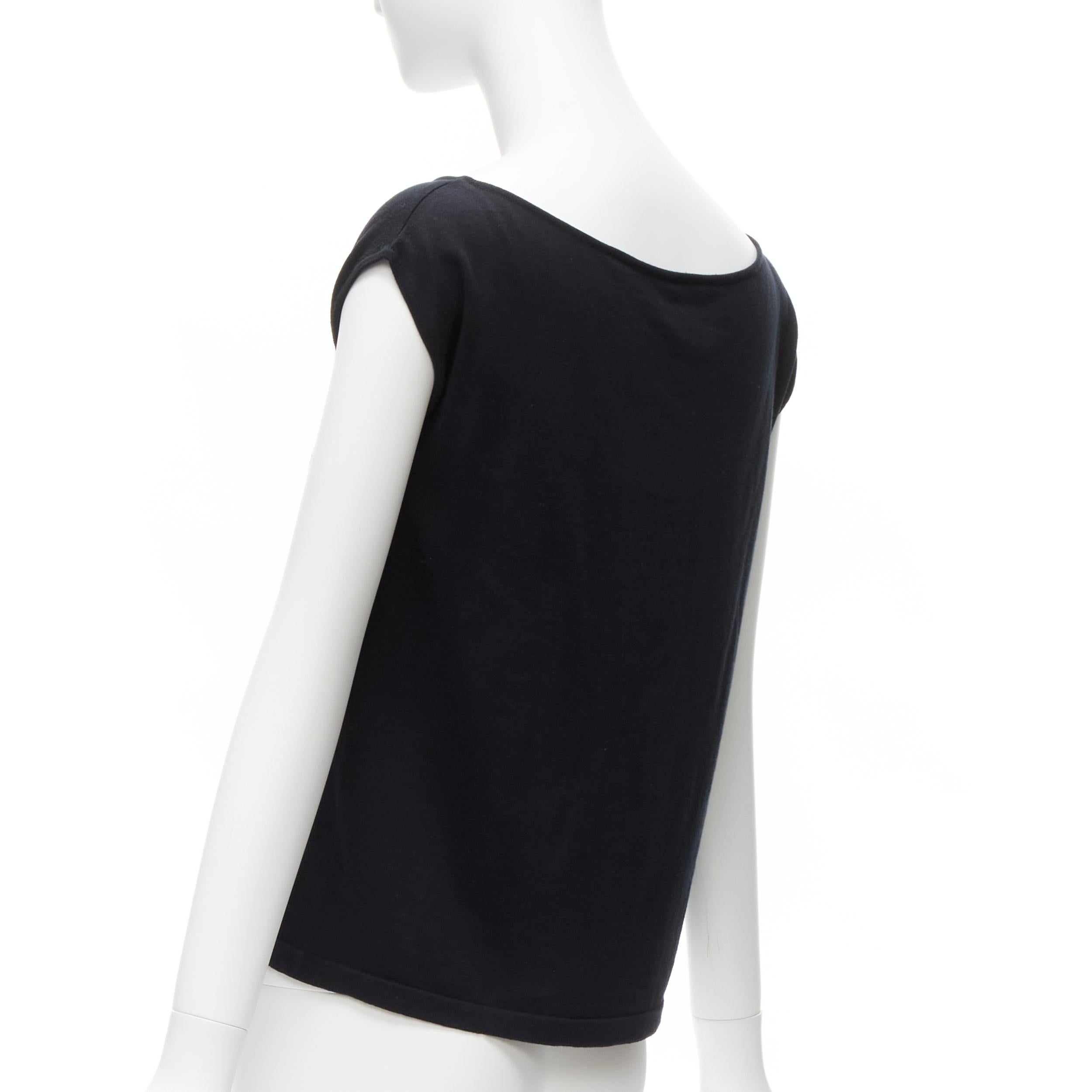 CHANEL 07P Vintage schwarzes CC-Logo-Top aus Baumwolle mit Bootsausschnitt FR36 S im Angebot 1