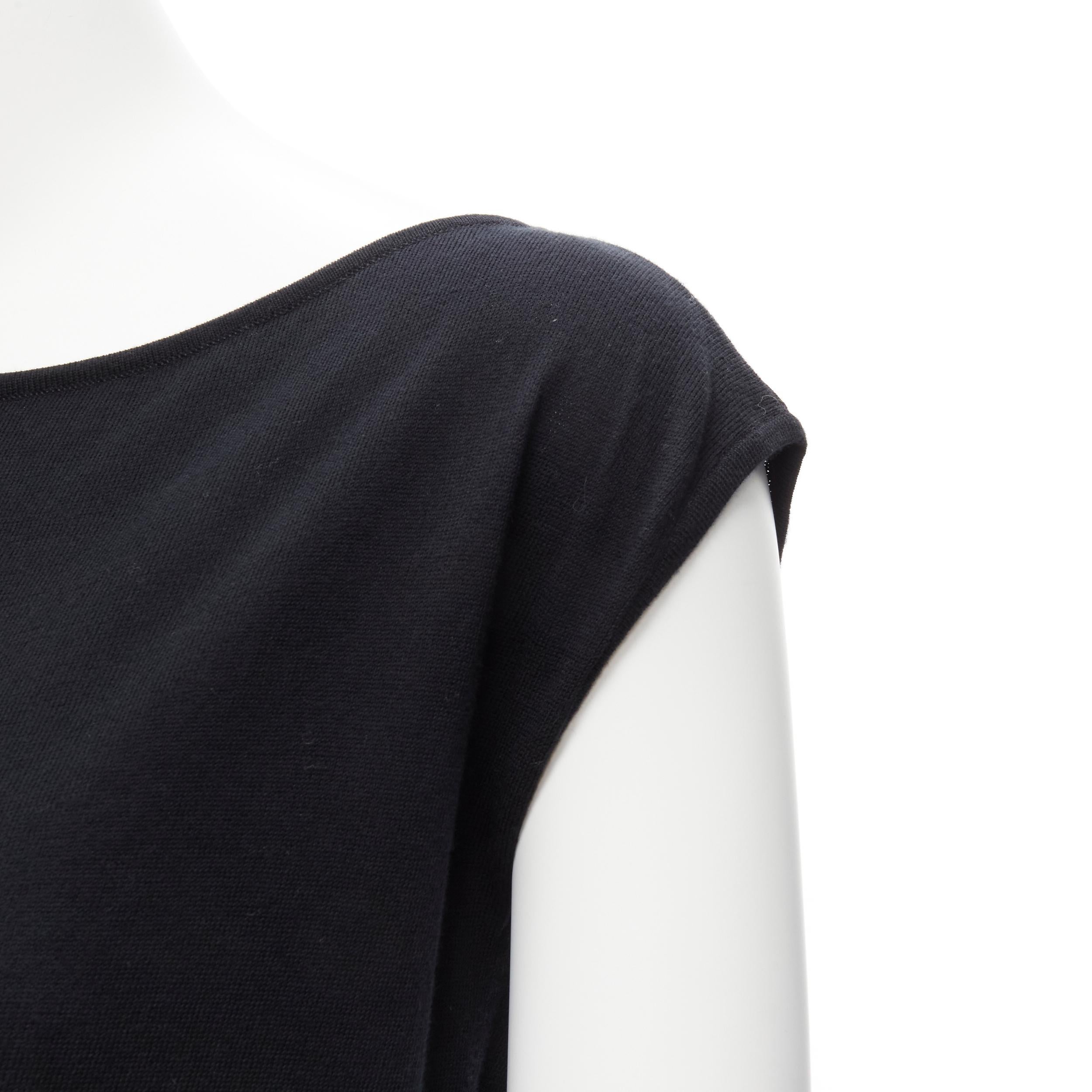 CHANEL 07P Vintage schwarzes CC-Logo-Top aus Baumwolle mit Bootsausschnitt FR36 S im Angebot 2