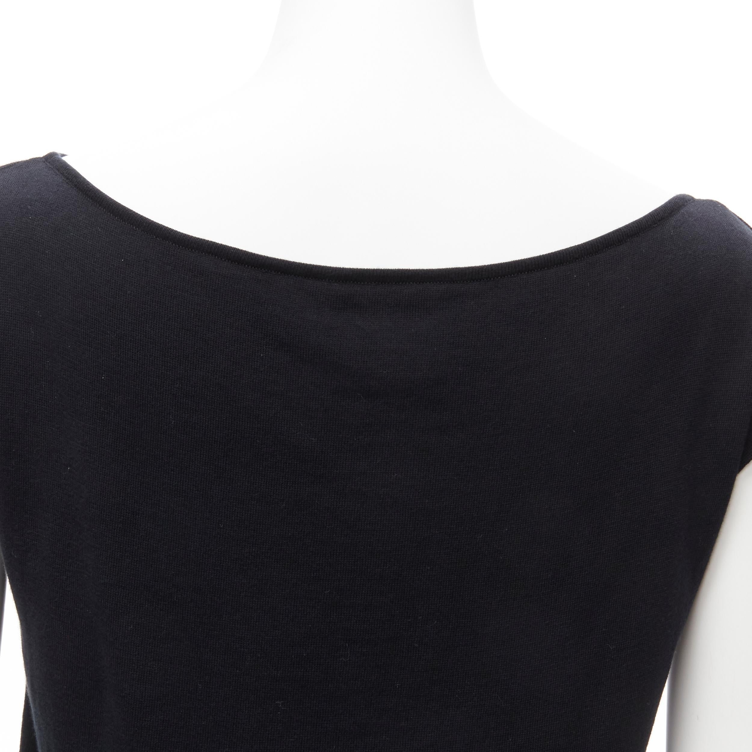 CHANEL 07P Vintage schwarzes CC-Logo-Top aus Baumwolle mit Bootsausschnitt FR36 S im Angebot 3