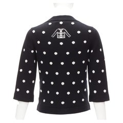 CHANEL 08A 100% cashmere silver embellished black polka dot cardigan FR34 XS
