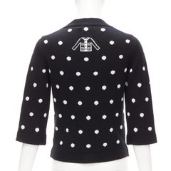 CHANEL 08A 100% cashmere silver embellished black polka dot cardigan FR34 XS