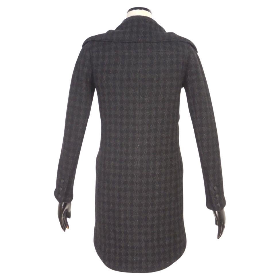 Nero Chanel 08A 2008 Giacca Tailcoat in cashmere di tweed grigio e nero in vendita