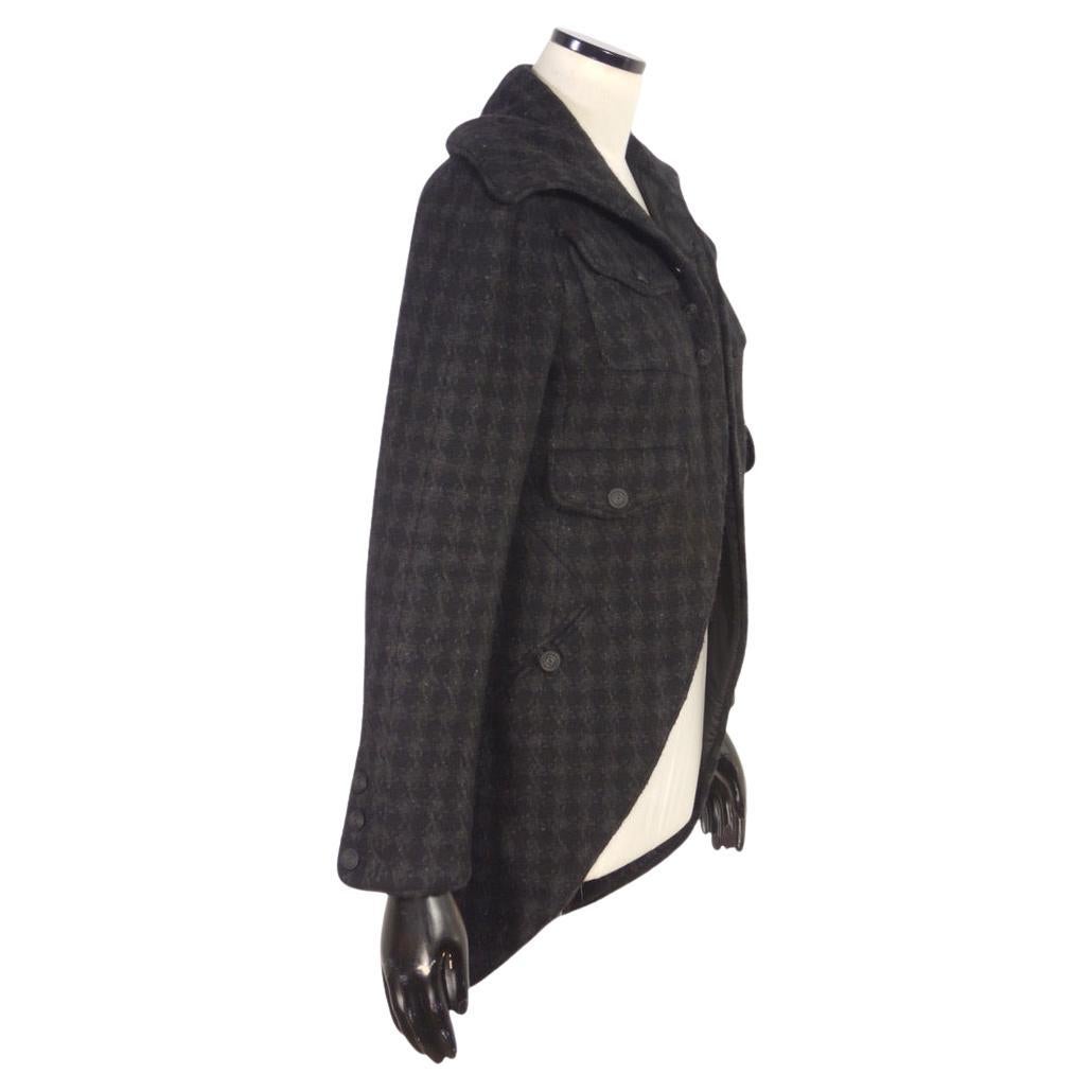 Donna Chanel 08A 2008 Giacca Tailcoat in cashmere di tweed grigio e nero in vendita