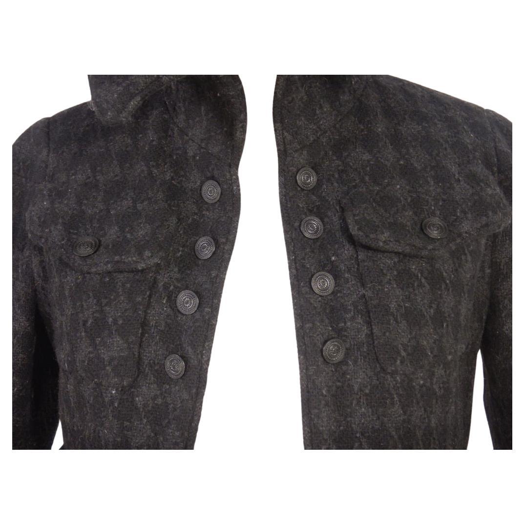 Chanel 08A 2008 Giacca Tailcoat in cashmere di tweed grigio e nero in vendita 3