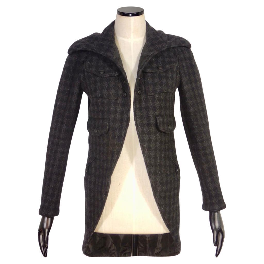 Chanel 08A 2008 Black Grey Tweed Cashmere Tailcoat Jacket