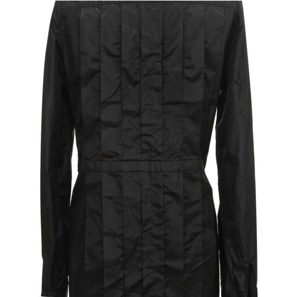 Chanel Black Silk Taffeta Coat Dress Cashmere Trim Button Down Sz 40 08A 2008 In Excellent Condition For Sale In Hollywood, FL