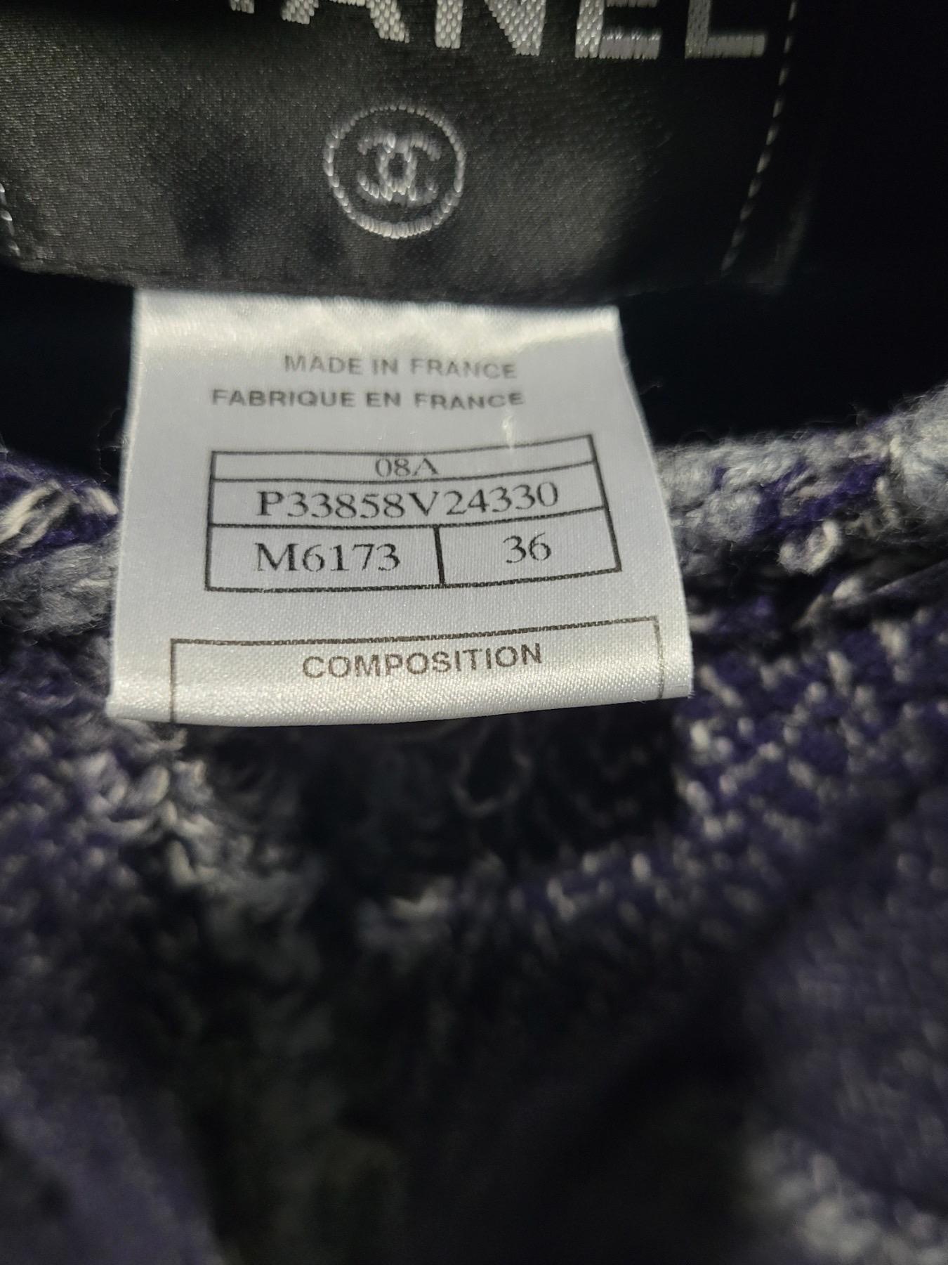 Chanel 08A Giacca Blazer in tweed con 4 tasche e trecce di Lesage Sz.36 in vendita 4