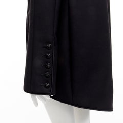 CHANEL 08A black wool shawl collar rounded shoulder long blazer jacket FR50 5XL