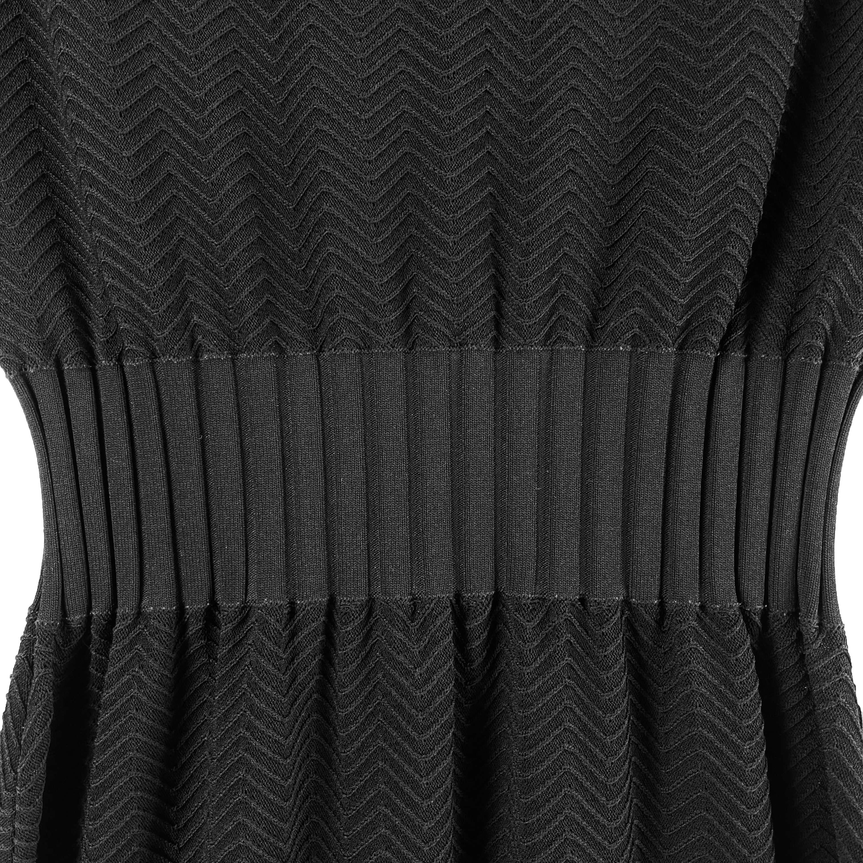 CHANEL 08A Fall 2008 Pointelle Knit Off Shoulder Dress Black FR 44 US 12 4