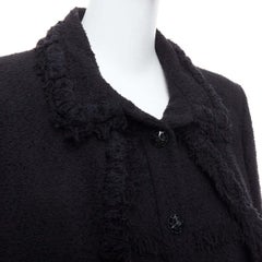 CHANEL 08A Runway tweed fringe trim tromp loeil layered 4 pocket jacket FR46