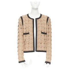 Chanel Cream and Black Knit Jacket at 1stDibs