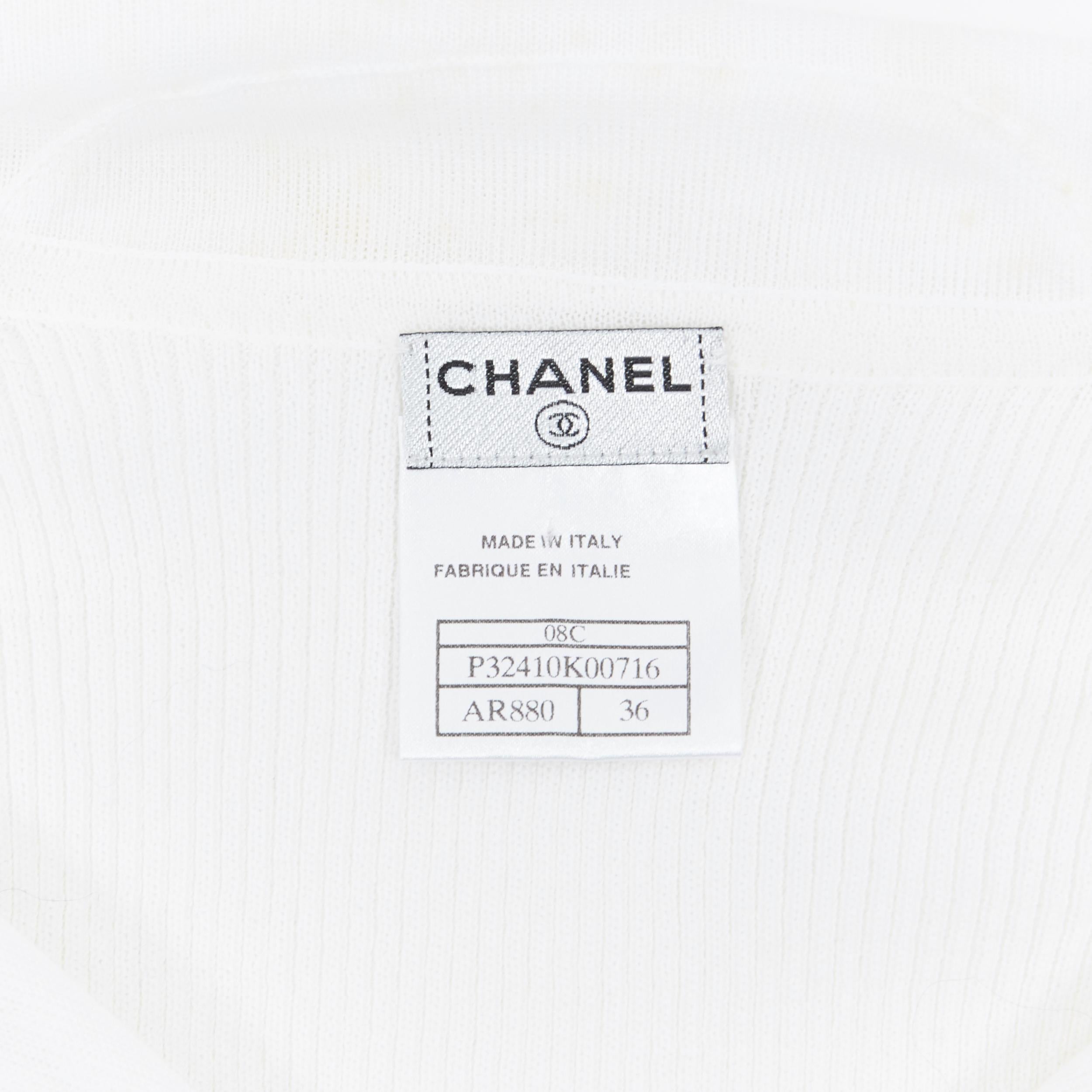 CHANEL 08C Coco Line Cabin Class CC logo embroidery ribbed polo top FR36 XS 4