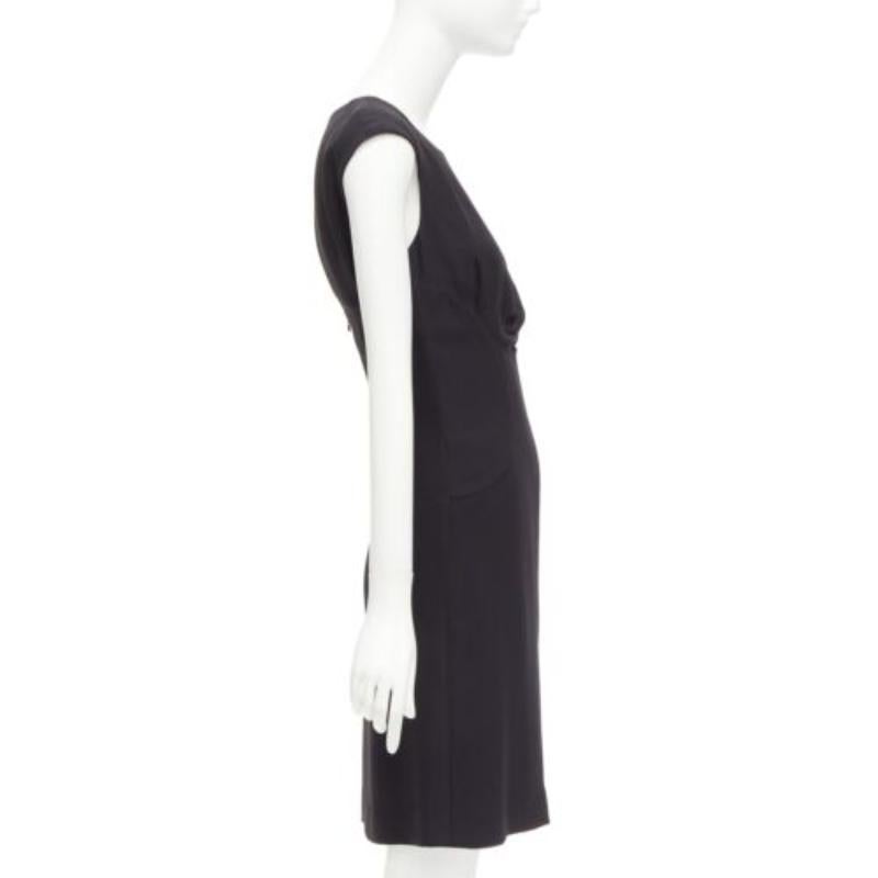 CHANEL 08P black 100% silk ruched front boned waist shift dress FR34 XS In Good Condition For Sale In Hong Kong, NT