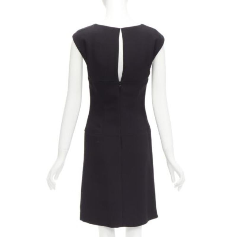 Women's CHANEL 08P black 100% silk ruched front boned waist shift dress FR34 XS For Sale
