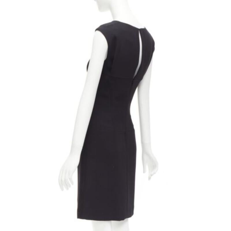 CHANEL 08P black 100% silk ruched front boned waist shift dress FR34 XS For Sale 1