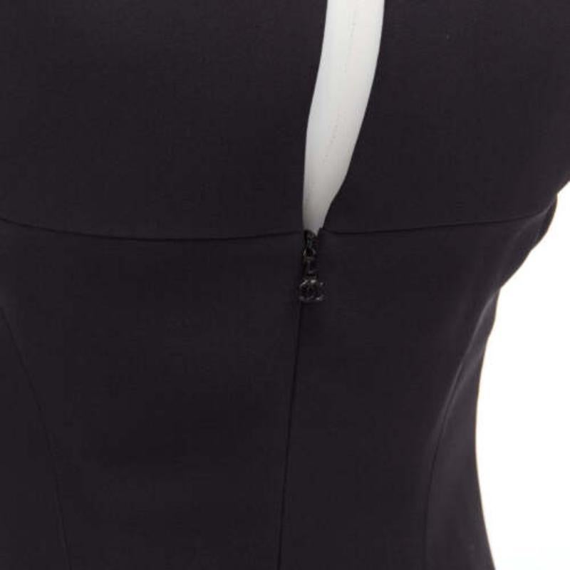 CHANEL 08P black 100% silk ruched front boned waist shift dress FR34 XS For Sale 2