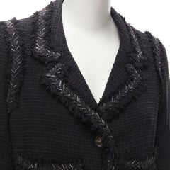 CHANEL 08P grey CC logo handshake button 4 pocket tweed jacket FR40 M