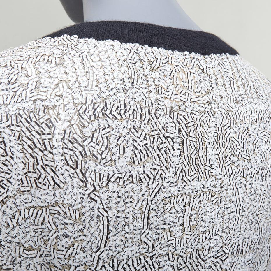 CHANEL 08P white printed sequins beige cashmere black trim cardigan FR34 XS For Sale 3