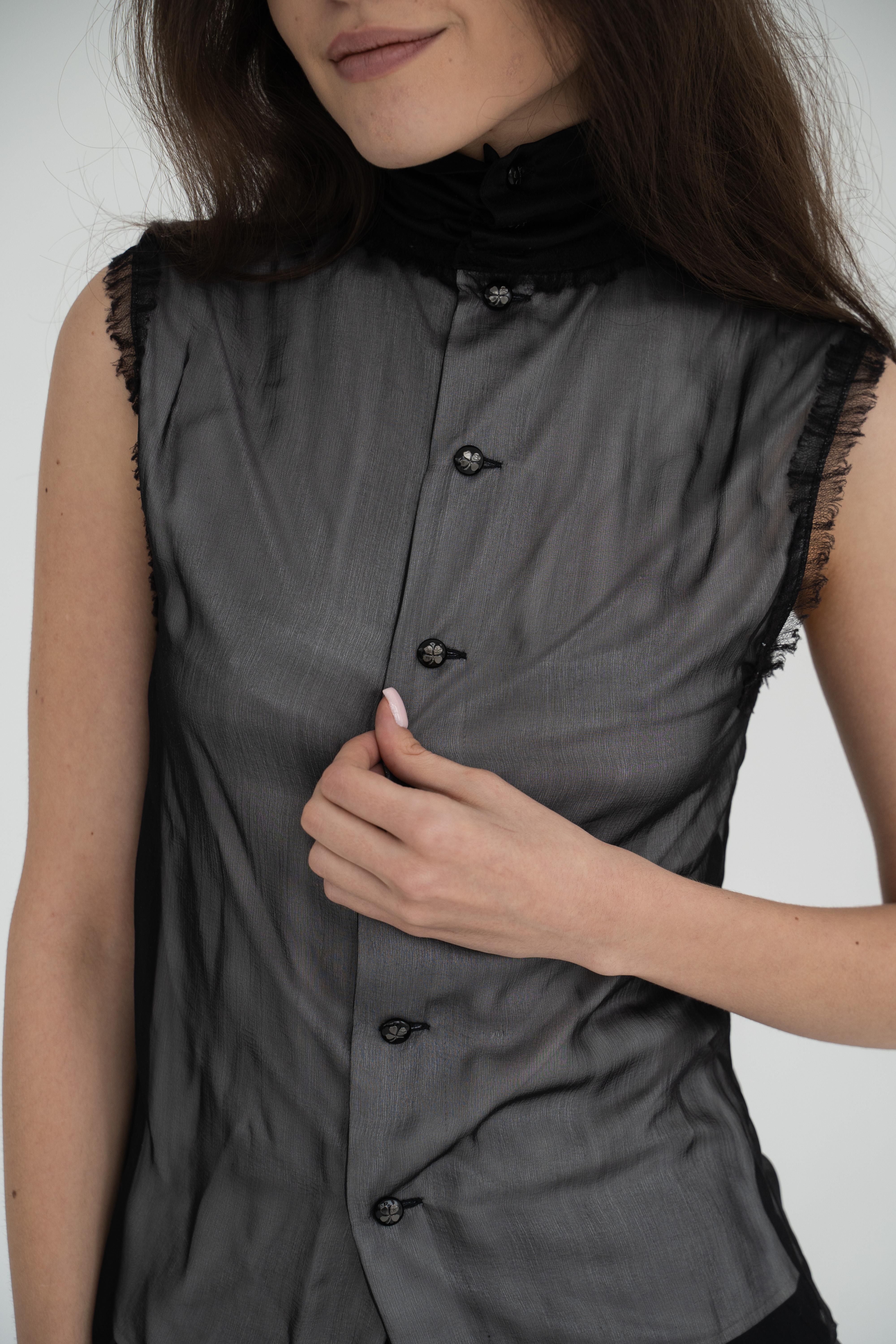CHANEL 09A 2009 Karl Lagerfeld silk Top For Sale 1