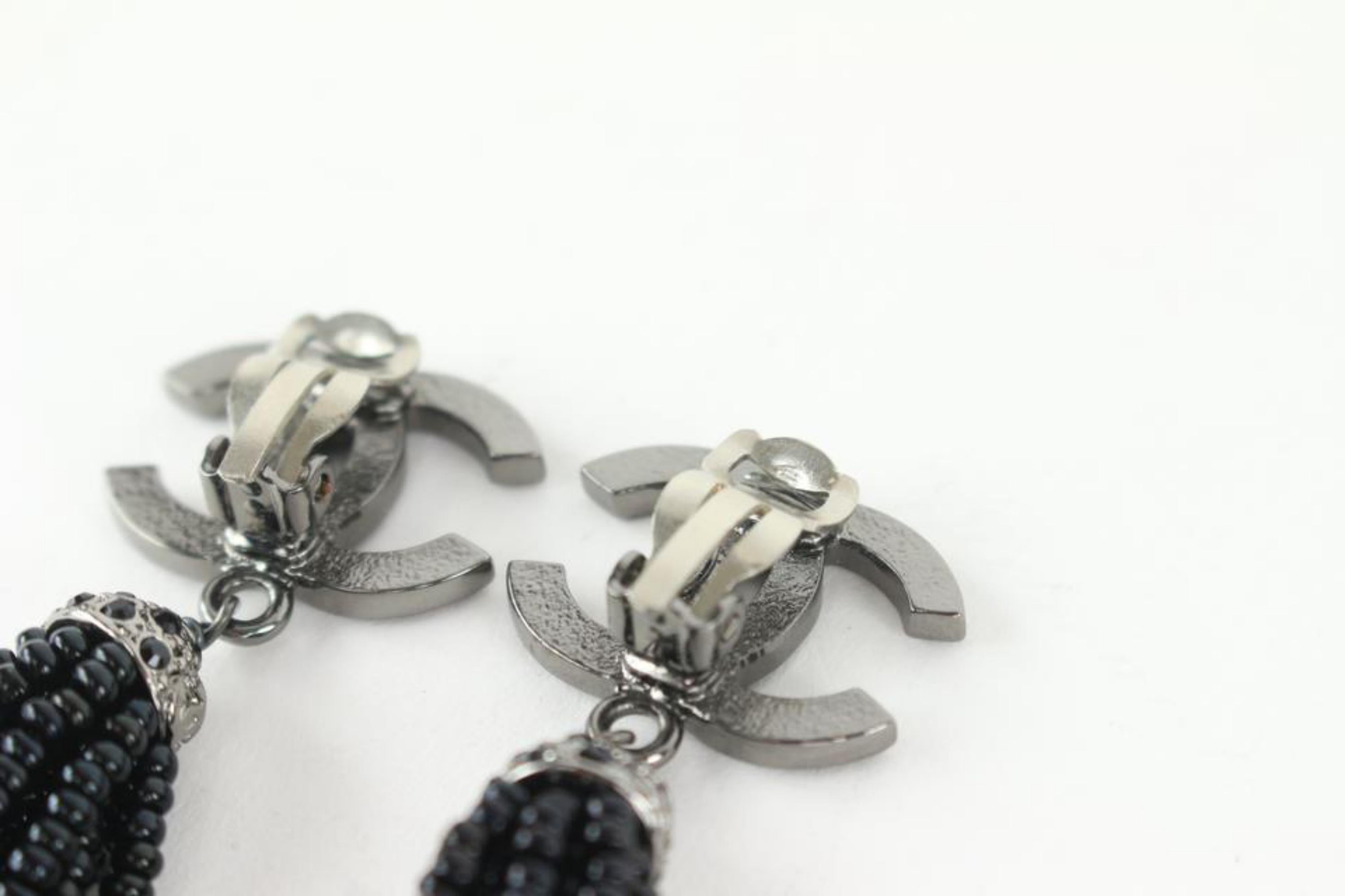 Chanel 09A Black Crystal CC Tassel Earrings 107c45 4