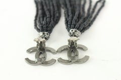 Chanel 09A Black Crystal CC Tassel Earrings 107c45