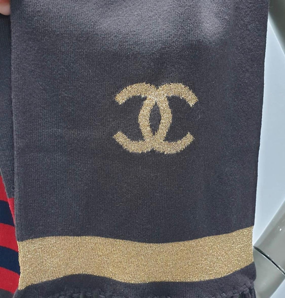 Black Chanel 09A Cashmere CC Logo Scarf