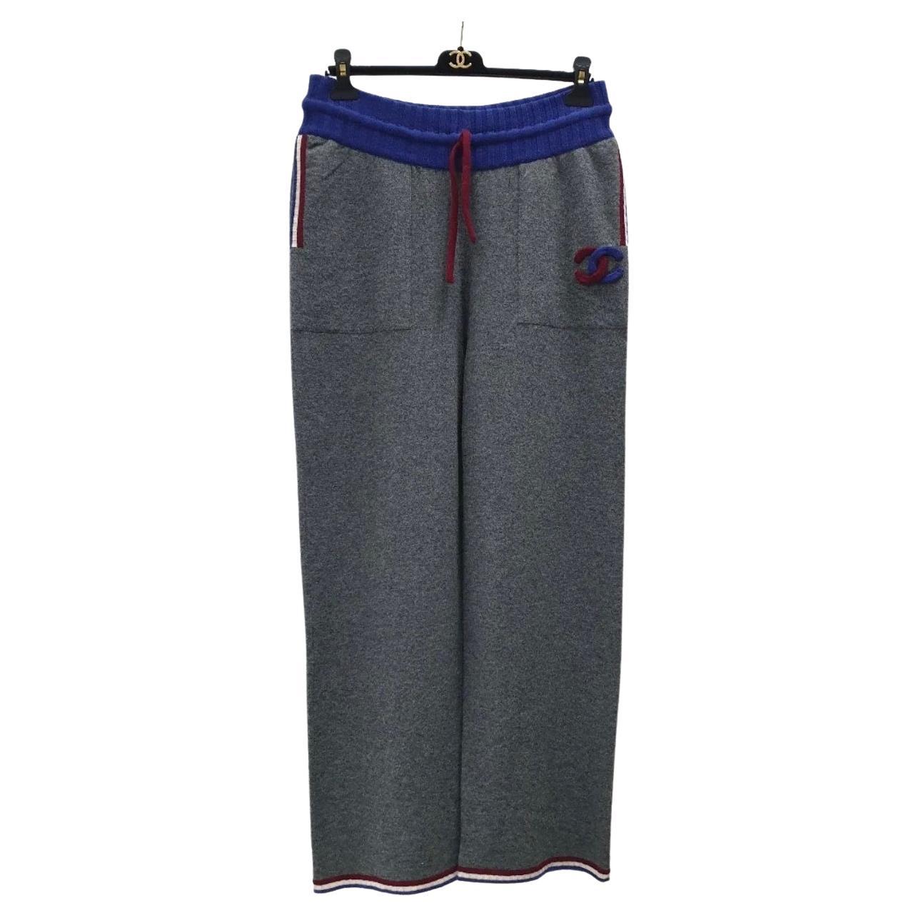 Pantaloni Chanel 09A Grigio Cashmere CC Logo - Taglia 46