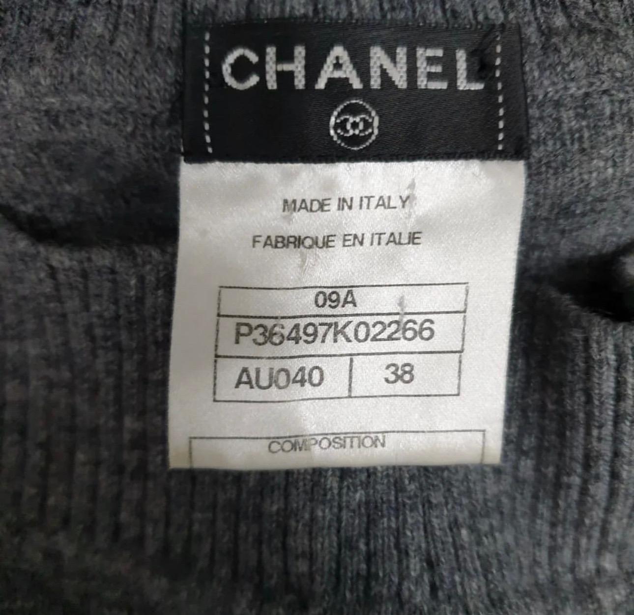 Chanel 09A Gray Wool Mini Dress In Excellent Condition For Sale In Krakow, PL