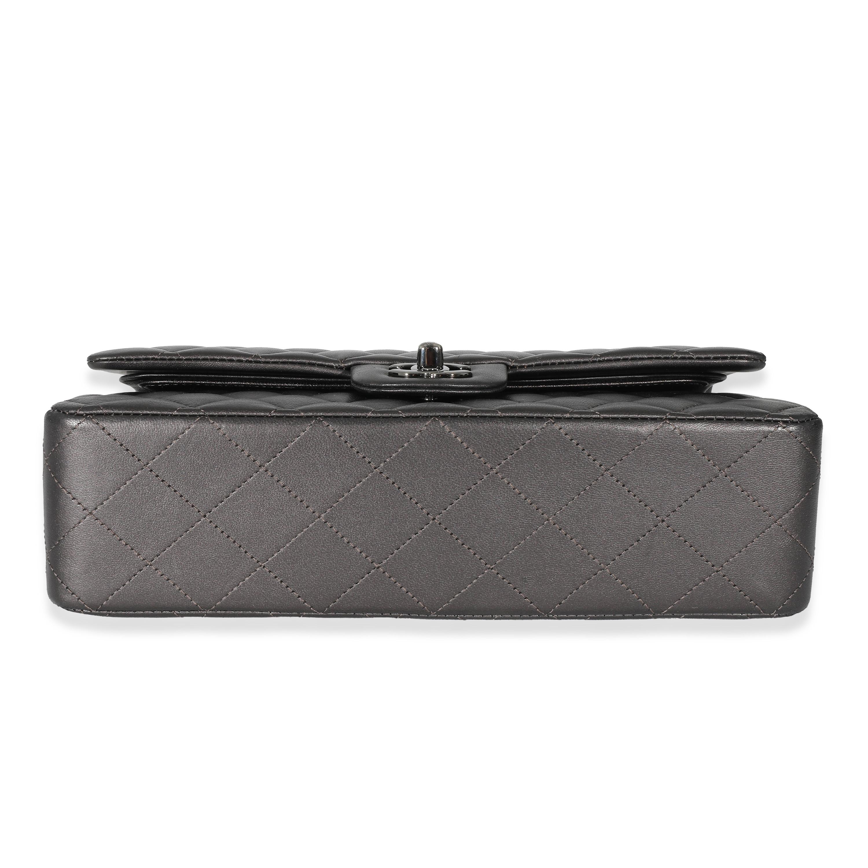 Chanel 09A Grey Metallic Lambskin Medium Classic Double Flap Bag 2