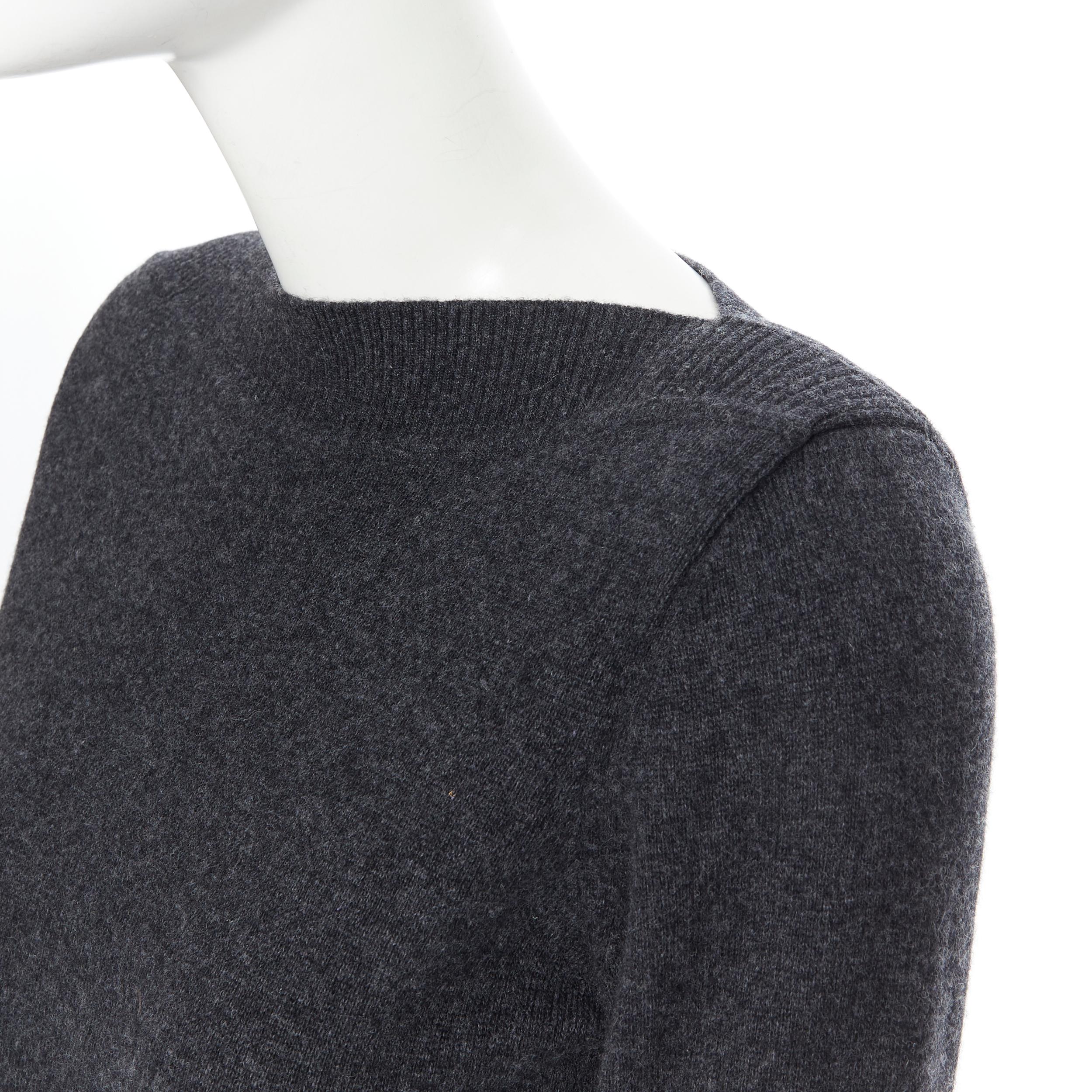 CHANEL 09A grey wool cashmere blend silver CC buckle design sweater dress FR38 3