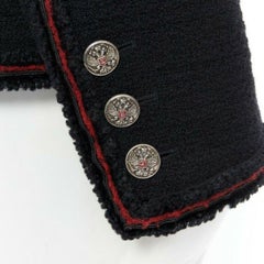 CHANEL 09A Paris-Moscou red fluffy braiding military Little Black Jacket FR46