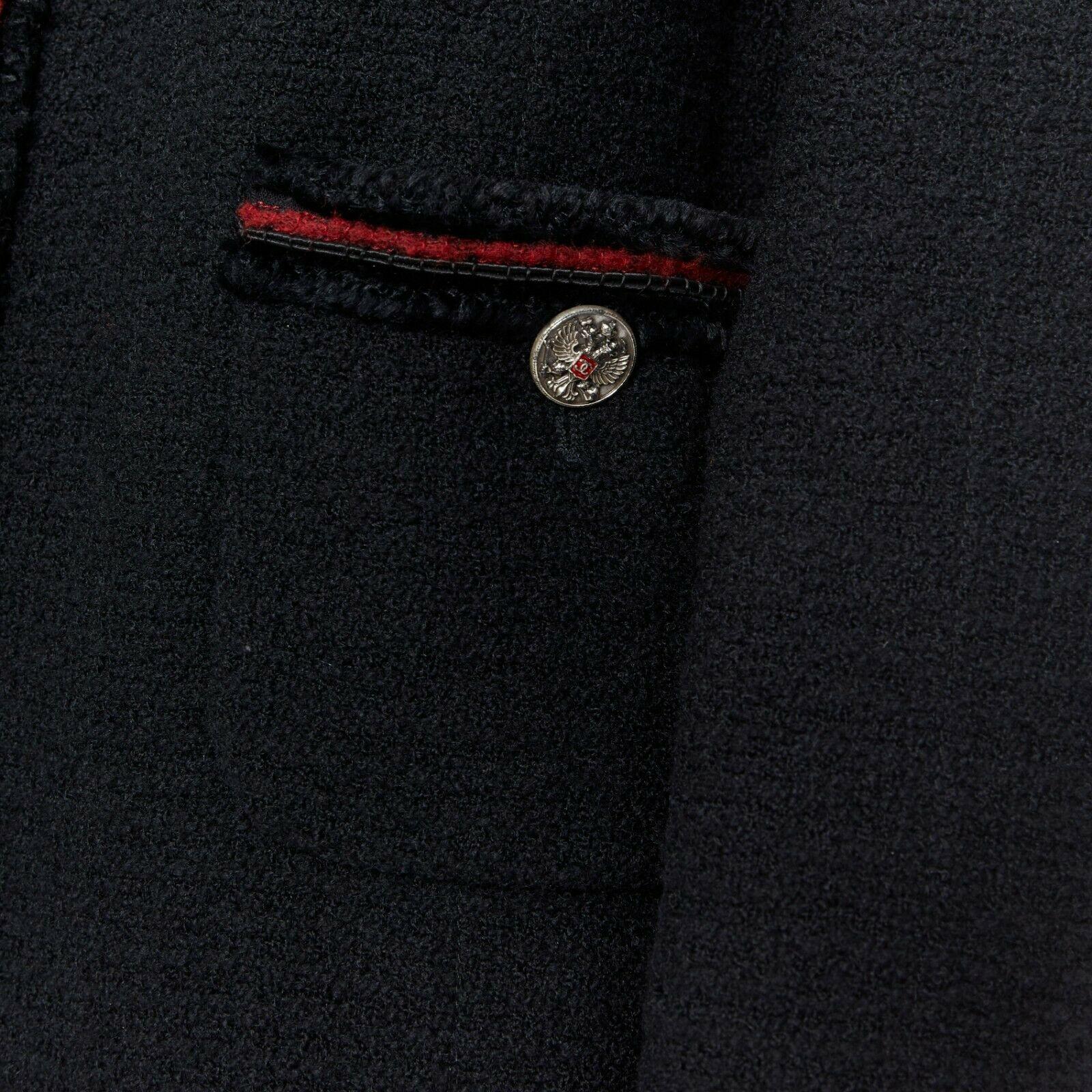 CHANEL 09A Paris-Moscou red fluffy braiding military Little Black Jacket FR46 2