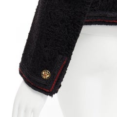 CHANEL 09A Paris Moscow black tweed leather lined CC logo jacket FR34 XS