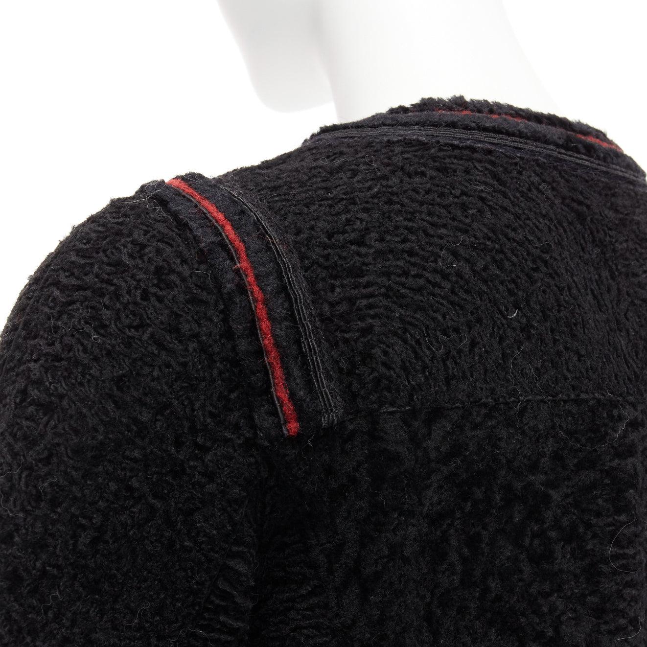 CHANEL 09A Paris Moscow black tweed leather lined CC logo jacket FR34 XS For Sale 2