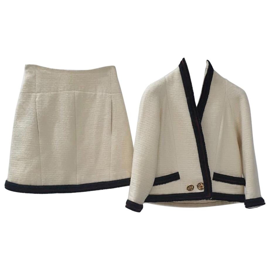 chanel tweed jacket and skirt