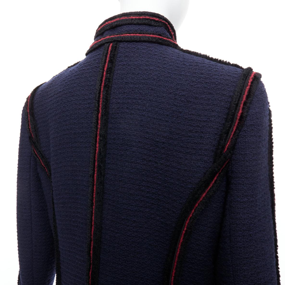 CHANEL 09A Ruway Paris Moscow Runway navy tweed imperial button officer jacket 5